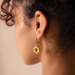 Load image into Gallery viewer, Coin Charm Huggie Hoop Earrings