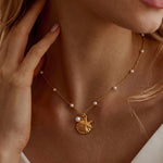 Load image into Gallery viewer, Medallion & Pearl Pendant Necklace