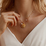 Load image into Gallery viewer, Medallion & Pearl Pendant Necklace