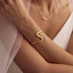Load image into Gallery viewer, Sculptural Wave Cuff Bracelet