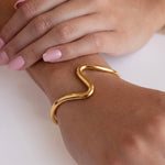 Load image into Gallery viewer, Sculptural Wave Cuff Bracelet