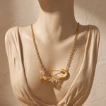Load image into Gallery viewer, Gold Wave Pendant Necklace