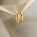 Load image into Gallery viewer, Dainty Oblong Rectangle Hoop Earrings
