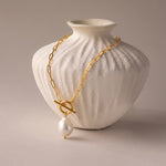 Load image into Gallery viewer, Pearl Drop Knot Chain Necklace
