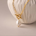 Load image into Gallery viewer, Pearl Drop Knot Chain Necklace
