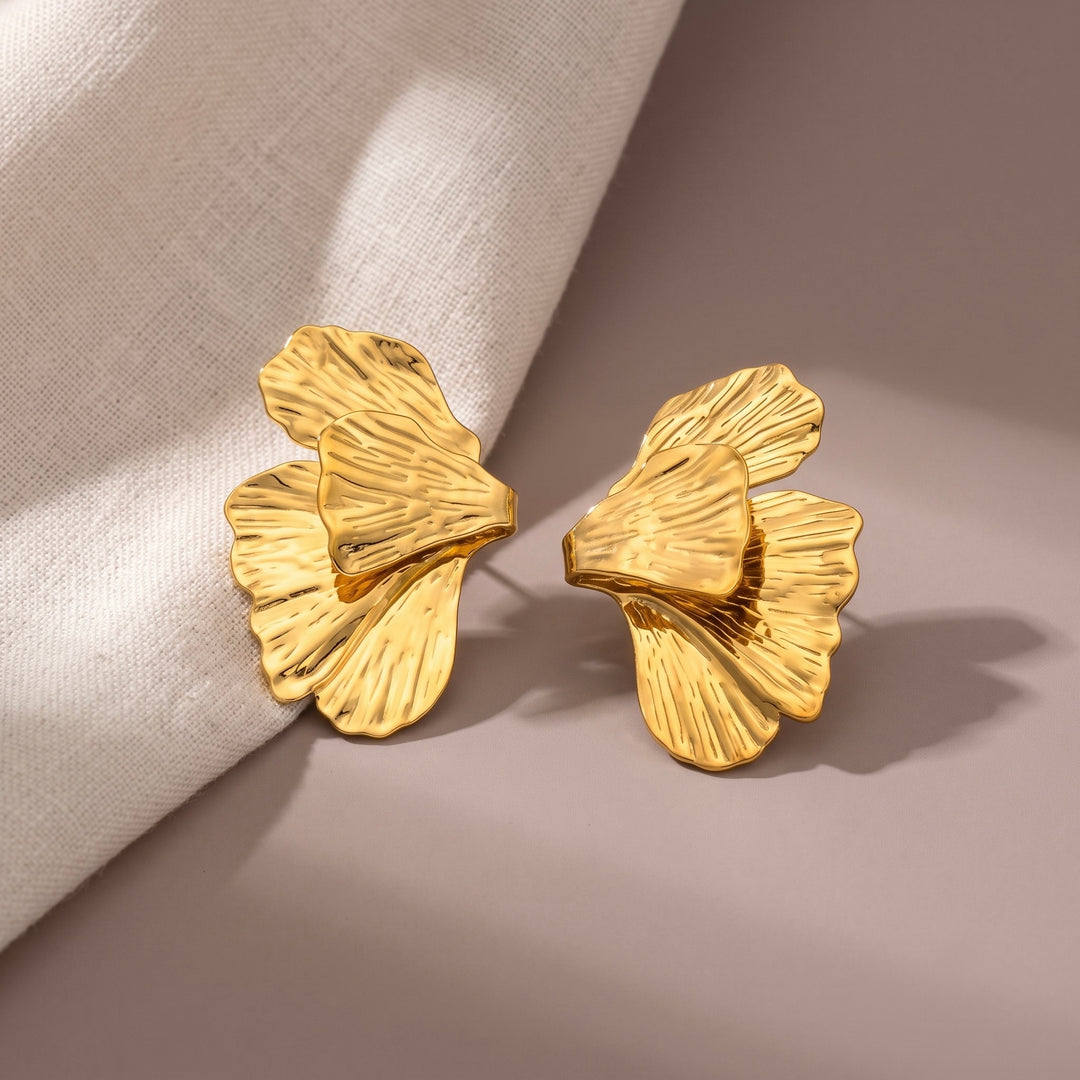 Gold Fan Drop Earrings