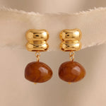 Load image into Gallery viewer, Amber Bead Drop Huggie Earrings

