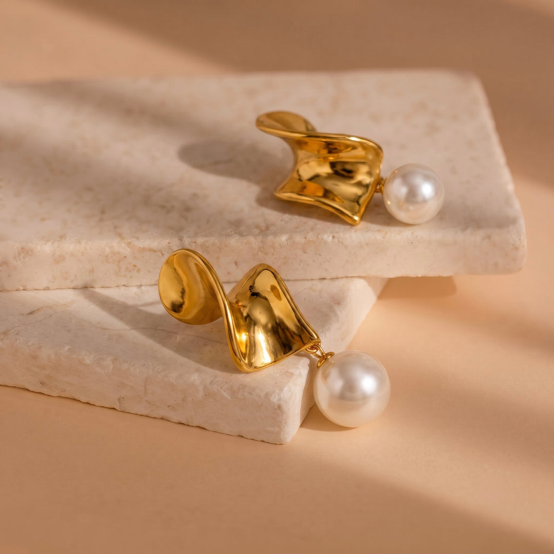Mismatched Bow & Pearl Earrings