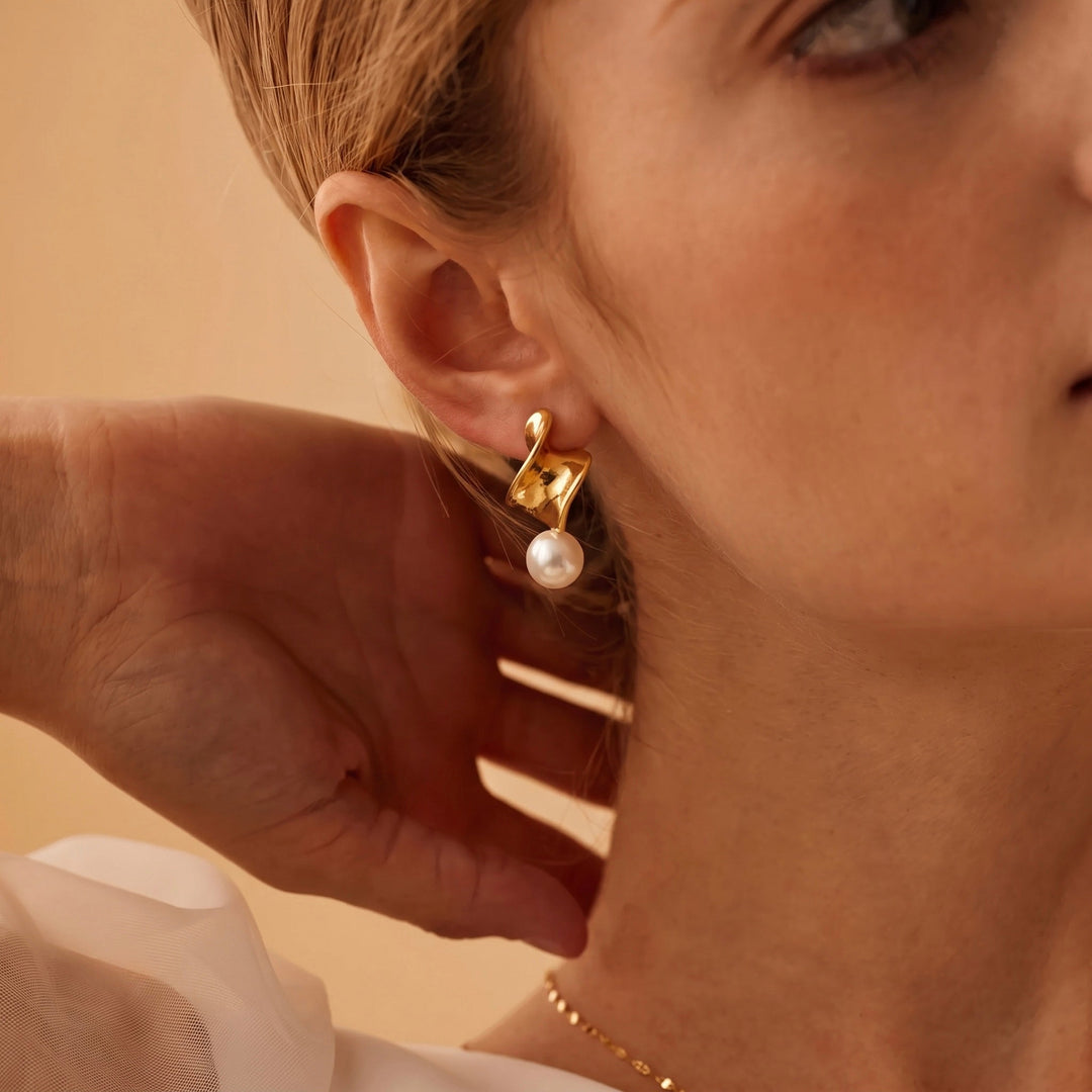 Mismatched Bow & Pearl Earrings
