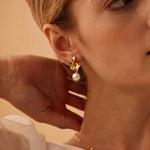 Load image into Gallery viewer, Mismatched Bow &amp; Pearl Earrings
