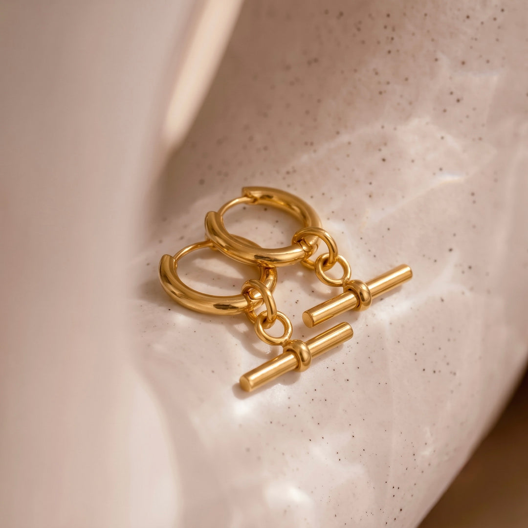 Horizontal Bar Hoop Earrings
