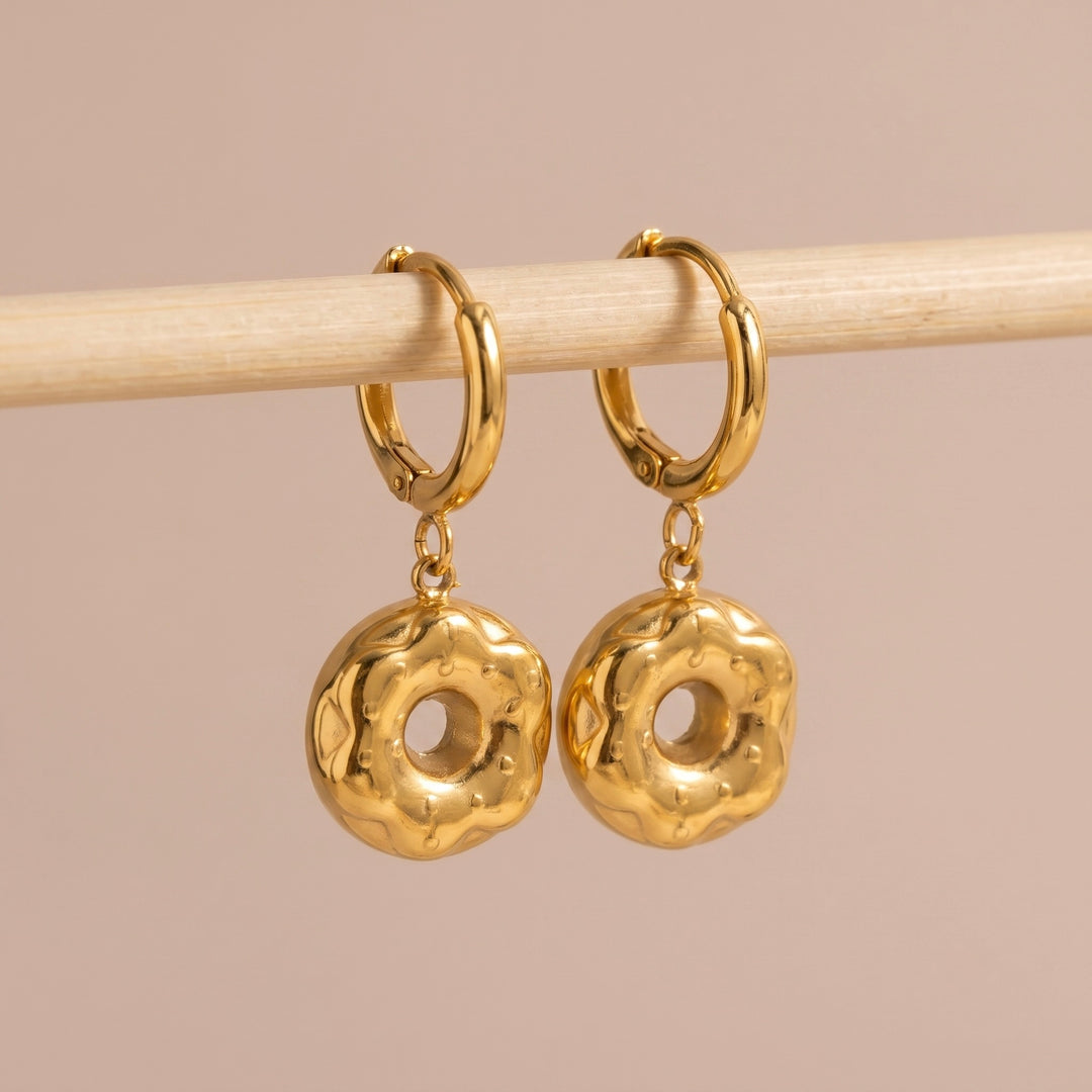 Coin Charm Huggie Hoop Earrings