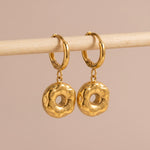 Load image into Gallery viewer, Coin Charm Huggie Hoop Earrings
