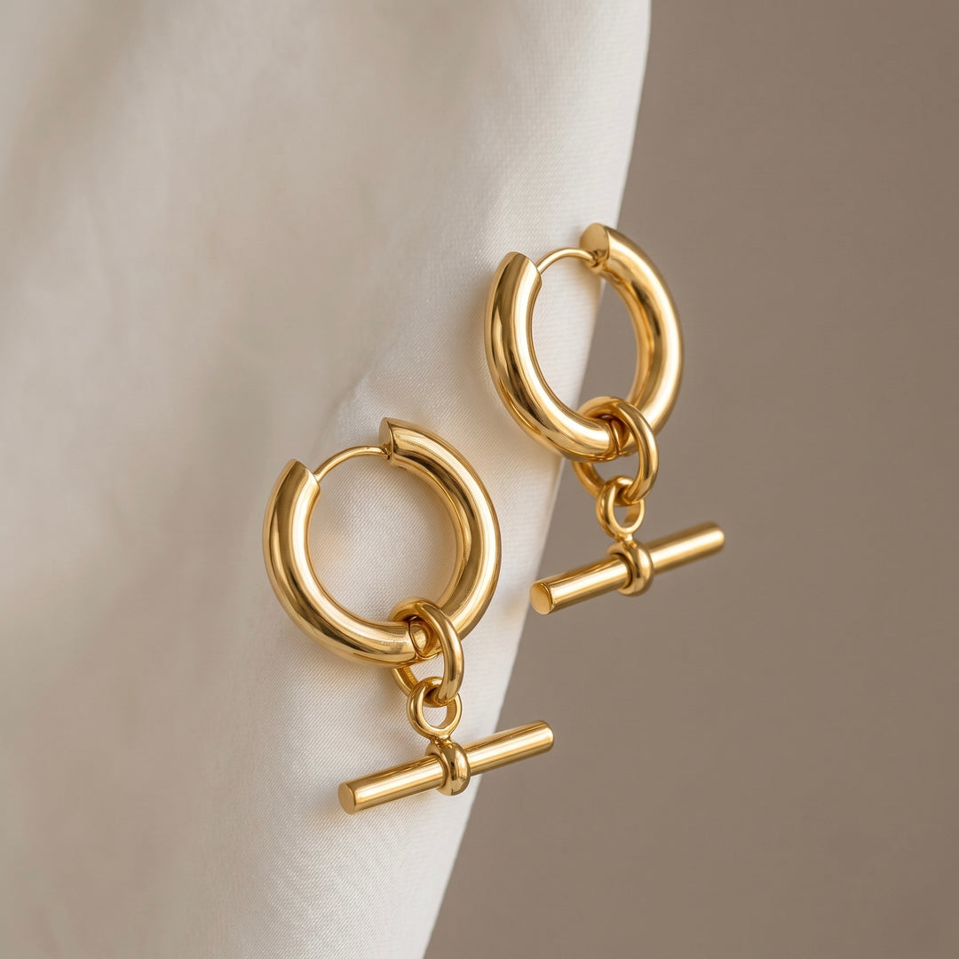 Horizontal Bar Hoop Earrings