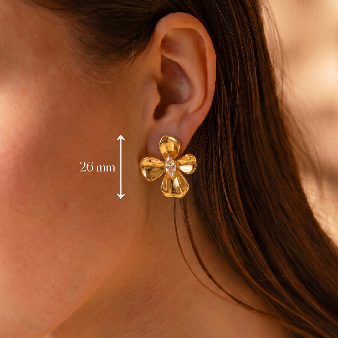 Gold Bow Stud Earrings