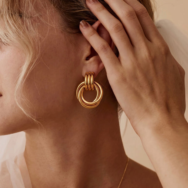 Gold Love Knot Stud Earrings