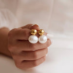 Load image into Gallery viewer, Double Pearl Button Earrings
