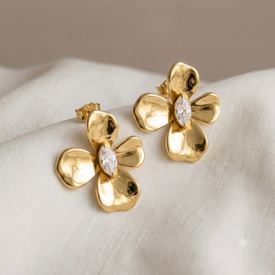 Gold Bow Stud Earrings