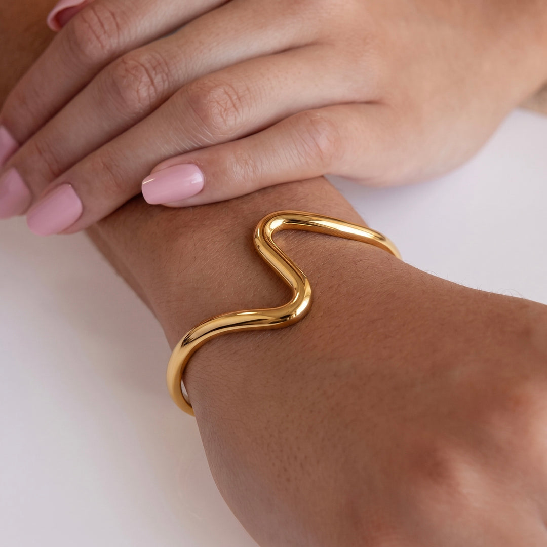 Sculptural Wave Cuff Bracelet