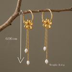 Load image into Gallery viewer, Flower &amp; Pearl Dangle Earrings
