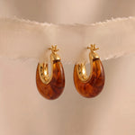 Load image into Gallery viewer, Tortoiseshell Resin Hoop Earrings

