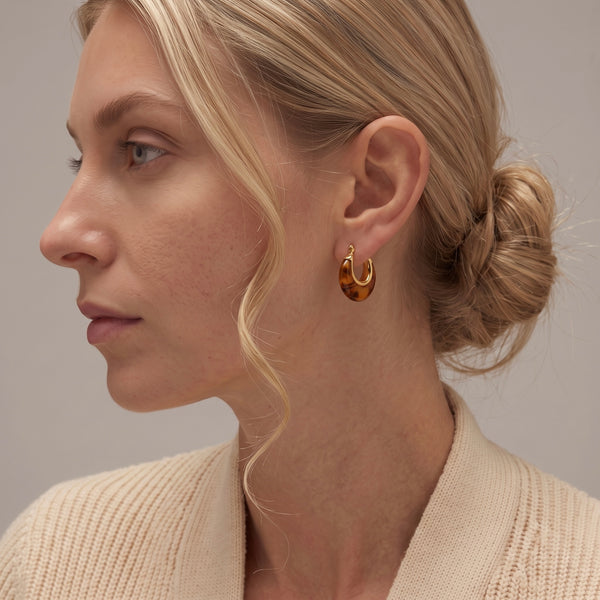 Tortoiseshell Resin Hoop Earrings