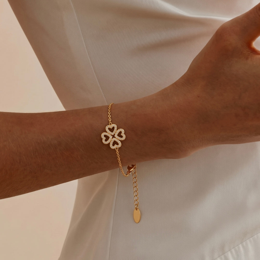 Double Clover Charm Bracelet
