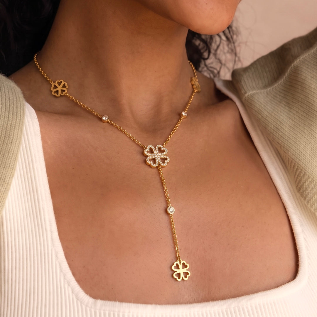 Long Flower Pendant Necklace