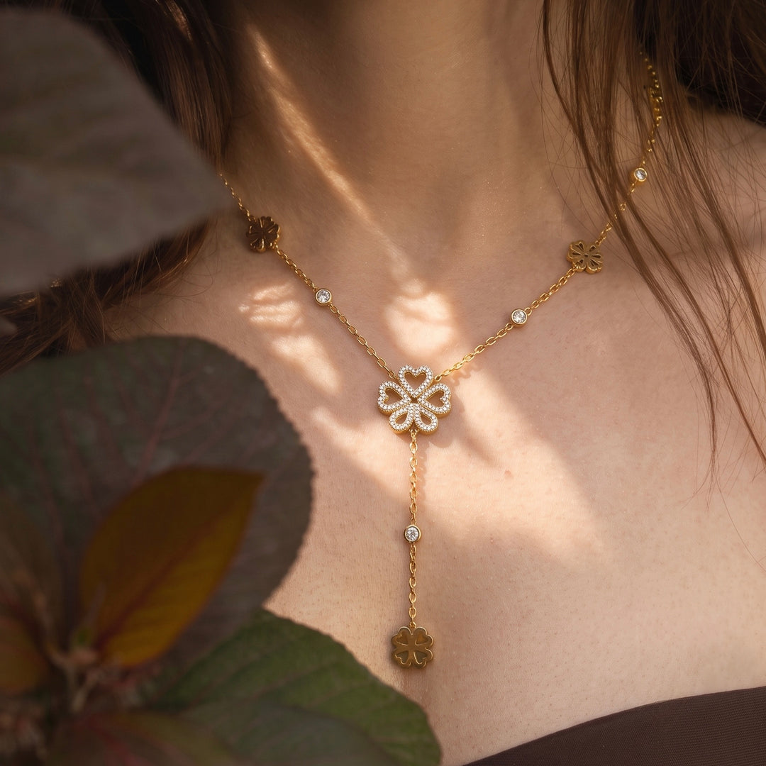 Long Flower Pendant Necklace