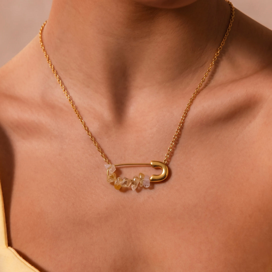 Gold Wave Pendant Necklace