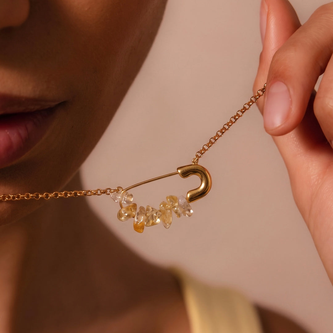 Gold Wave Pendant Necklace