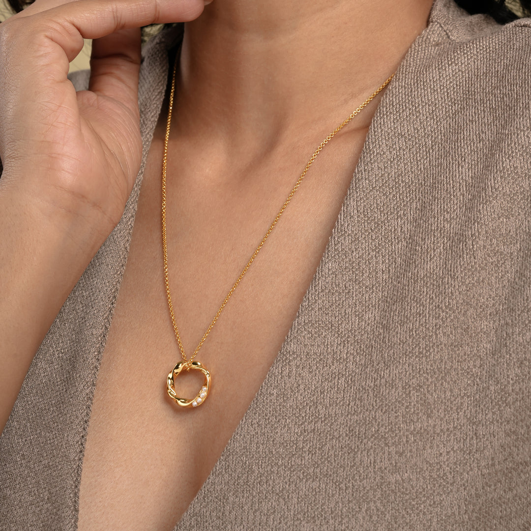 Circle Ring Silver Pendant Necklace