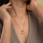Load image into Gallery viewer, Gold Circle Ring Pendant Necklace
