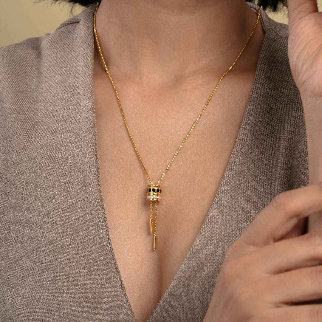 Luxury Onyx & CZ Lariat Necklace