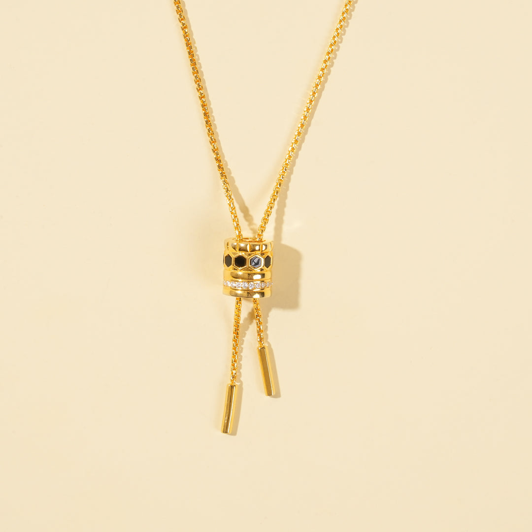 Luxury Onyx & CZ Lariat Necklace