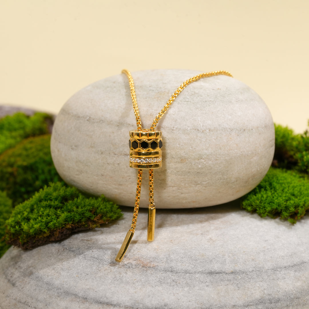 Luxury Onyx & CZ Lariat Necklace