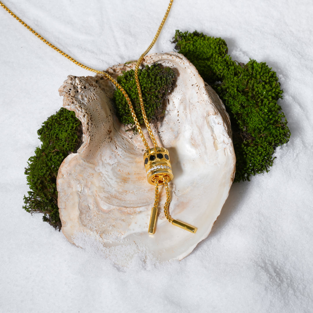 Luxury Onyx & CZ Lariat Necklace