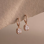 Load image into Gallery viewer, Rose gold earring against each background
