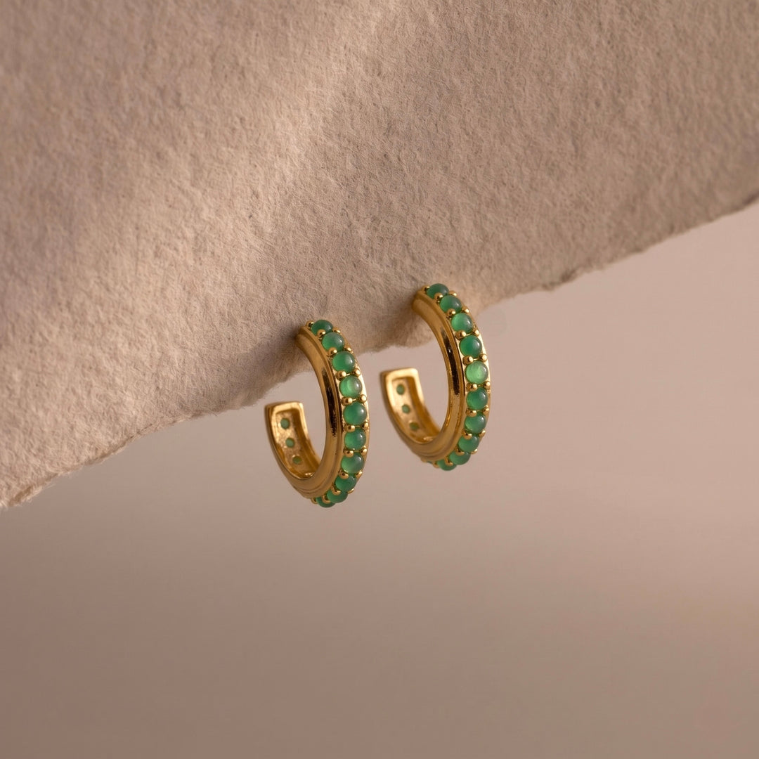 green gemstone stud earrings